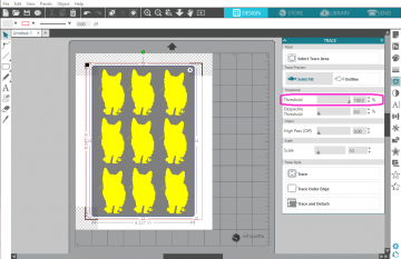 The trace threshold is set to 100% and the cats are all filled in with yellow