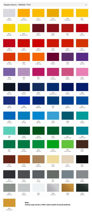 oracal 651 color chart free